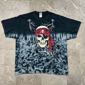 Vintage Pirate Skull Graphic Tee Mens 2XL XXL Tie Dye Florida Daytona Beach